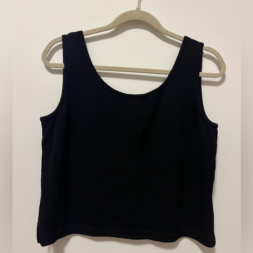 St. John Black Scoop Neck Tank Top Sz S Santana knit